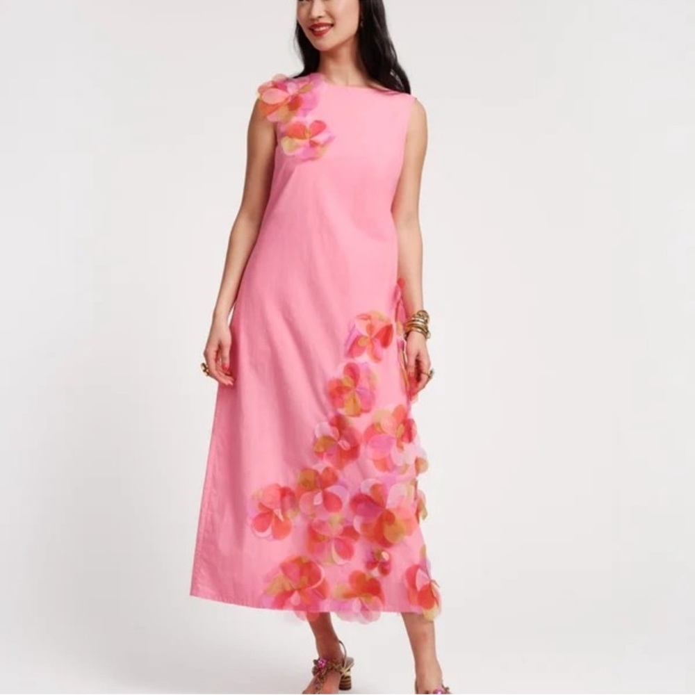 NWT Frances Valentine Origami Dress With Organza Flowers